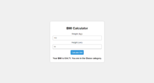 BMI Calculator Using HTML , CSS & JavaScript