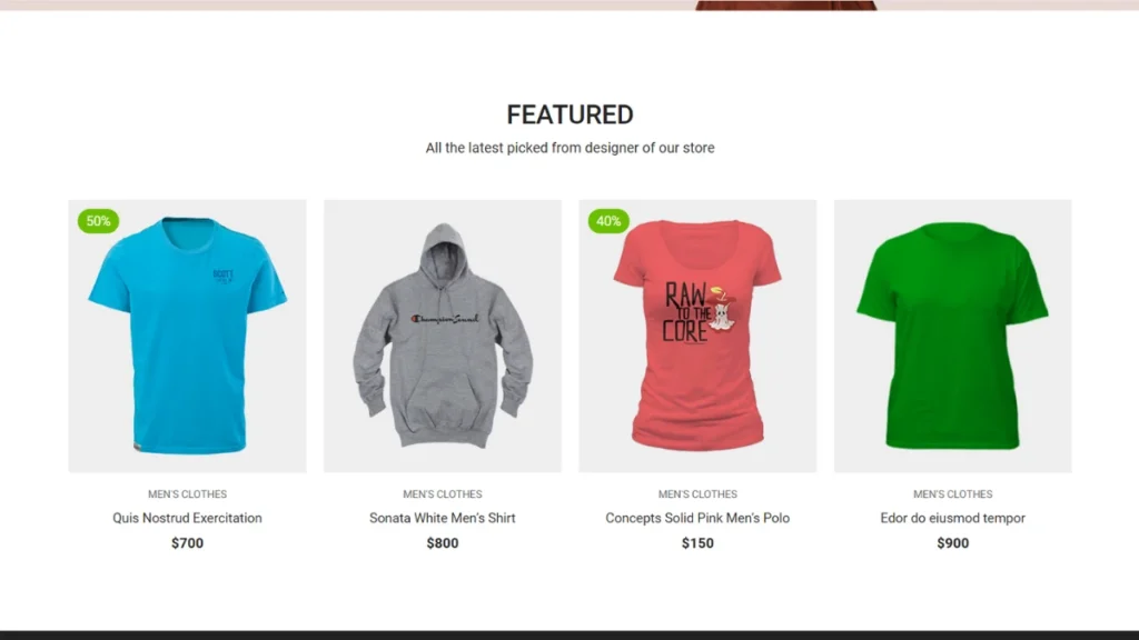Build Ecommerce Website Featured Section